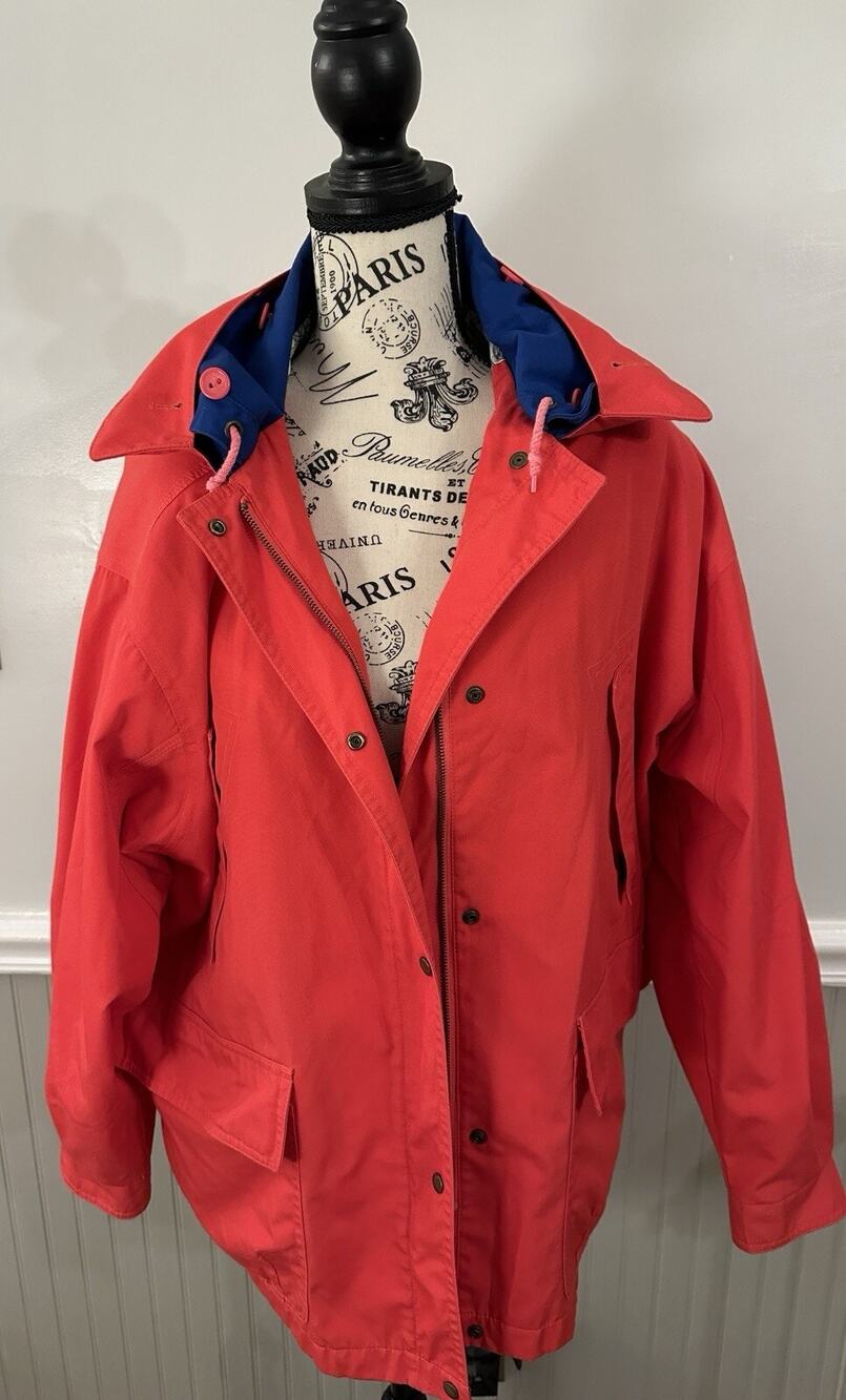 Vintage London Fog Jacket with Tuck away Button Hood Size Large